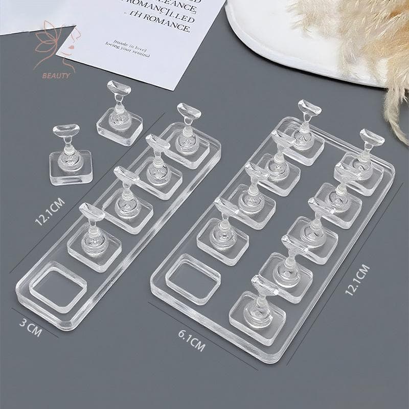 1/5/10 Grid Non-Magnetic Nail Stand ตัวอย่างเล็บจอแสดงผลที่ใส่ยาทาเล็บเคล็ดลับเล็บนํากลับมาใช้ใหม่ {TH}