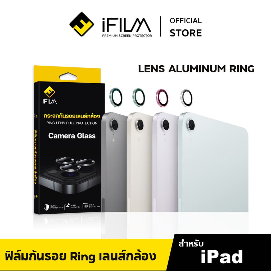 iFilm ฟิล์ม เลนส์กล้อง Ring วงสีๆ For ipad Pro 2024 Air 7 6 Gen 11 10 Lens Camera Aluminum ฟิล์มกันรอย ไอแพด