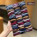 100ชิ้นที่มีสีสันยืดหยุ่นสูงผมผูก,ไม่มีความเสียหายลื่นยางรัดอุปกรณ์ผมสําหรับผู้หญิง