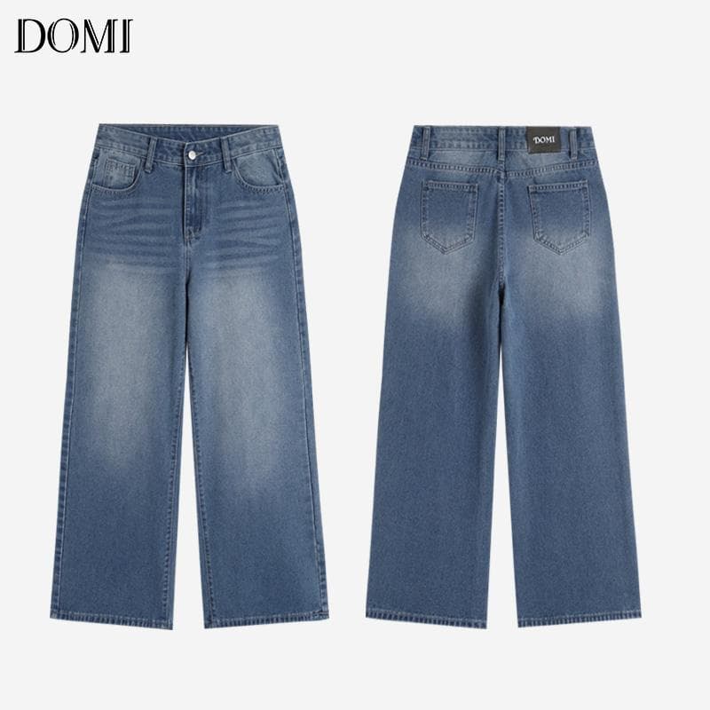 DOMI - (S-3XL) กางเกงยีนส์เอวสูง ทรงลิซ่า กระบอกใหญ่ ทรงสวย ใส่สบาย แมทง่าย ใส่ได้ทุกลุค รูปที่ 1