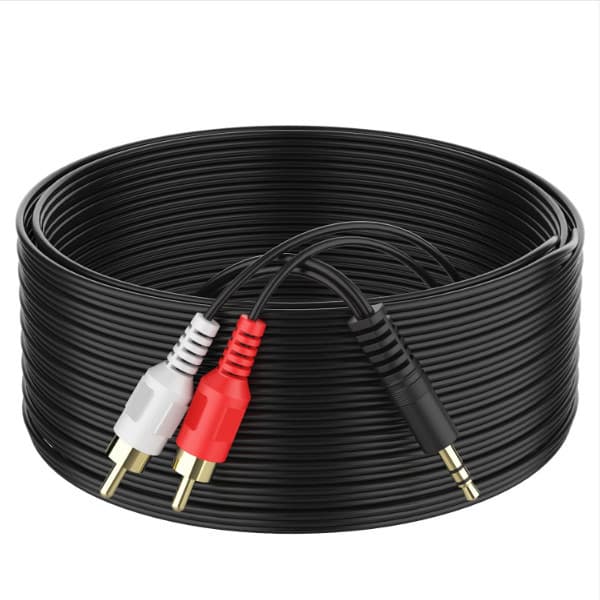 ขนาด 3.5 มม. ถึง 2 RCA ชุบทอง สําหรับเสียงสเตอริโอ Y-Splitter หญิง-ชาย สําหรับลําโพง
