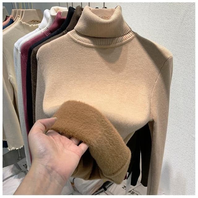 เสื้อสเวตเตอร์คอเต่าผู้หญิงฤดูใบไม้ร่วงและฤดูหนาวเสื้อสเวตเตอร์กํามะหยี่หนาใหม่ ฐานด้านบนที่อบอุ่น