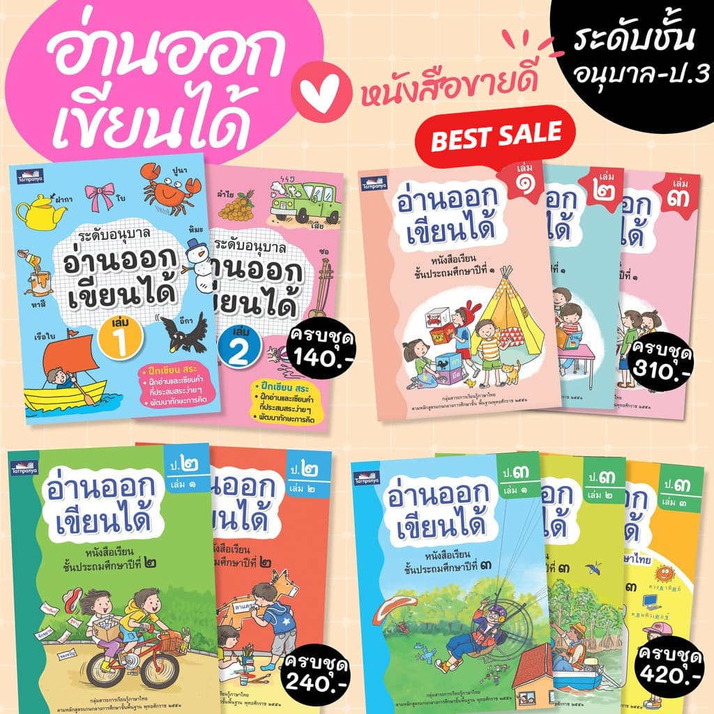หนังสือเด็ก อ่านออกเขียนได้ แบบฝึกอ่านเขียนภาษาไทย หนังสือภาษาไทย -- ระดับอนุบาล ป1 ป2 ป3 ธารปัญญา