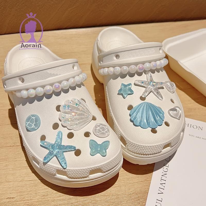 # ANTH # 1 ชุด DIY Clogs รองเท้าแตะสวนรองเท้าตกแต่งน่ารักปลาดาวเรซิ่นรองเท้า Charms อุปกรณ์เสริม Buckles Pins…