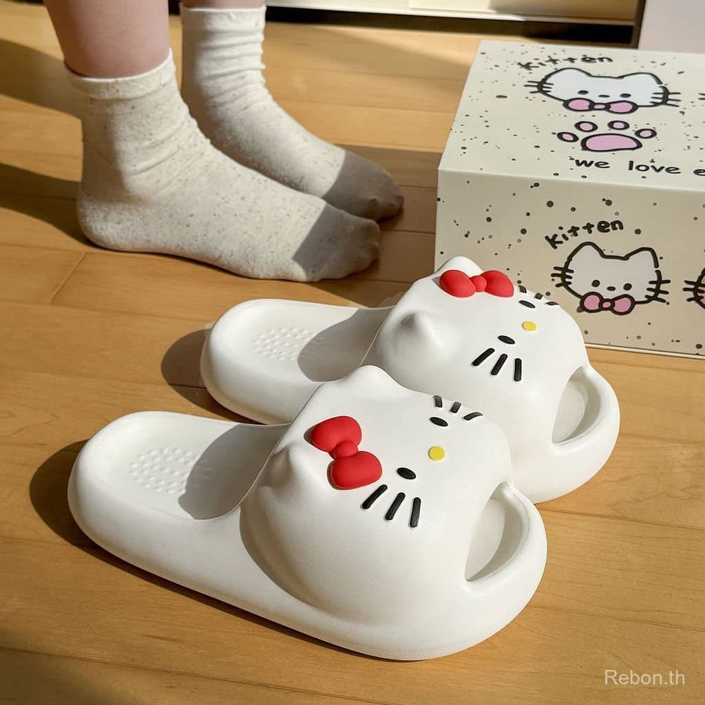 SEZI รองเท้าแตะหนา Soled สุภาพสตรีสวมใส่กลางแจ้งแมวน่ารักในร่มในครัวเรือนห้องน้ํา Shit-Stepping Anti @