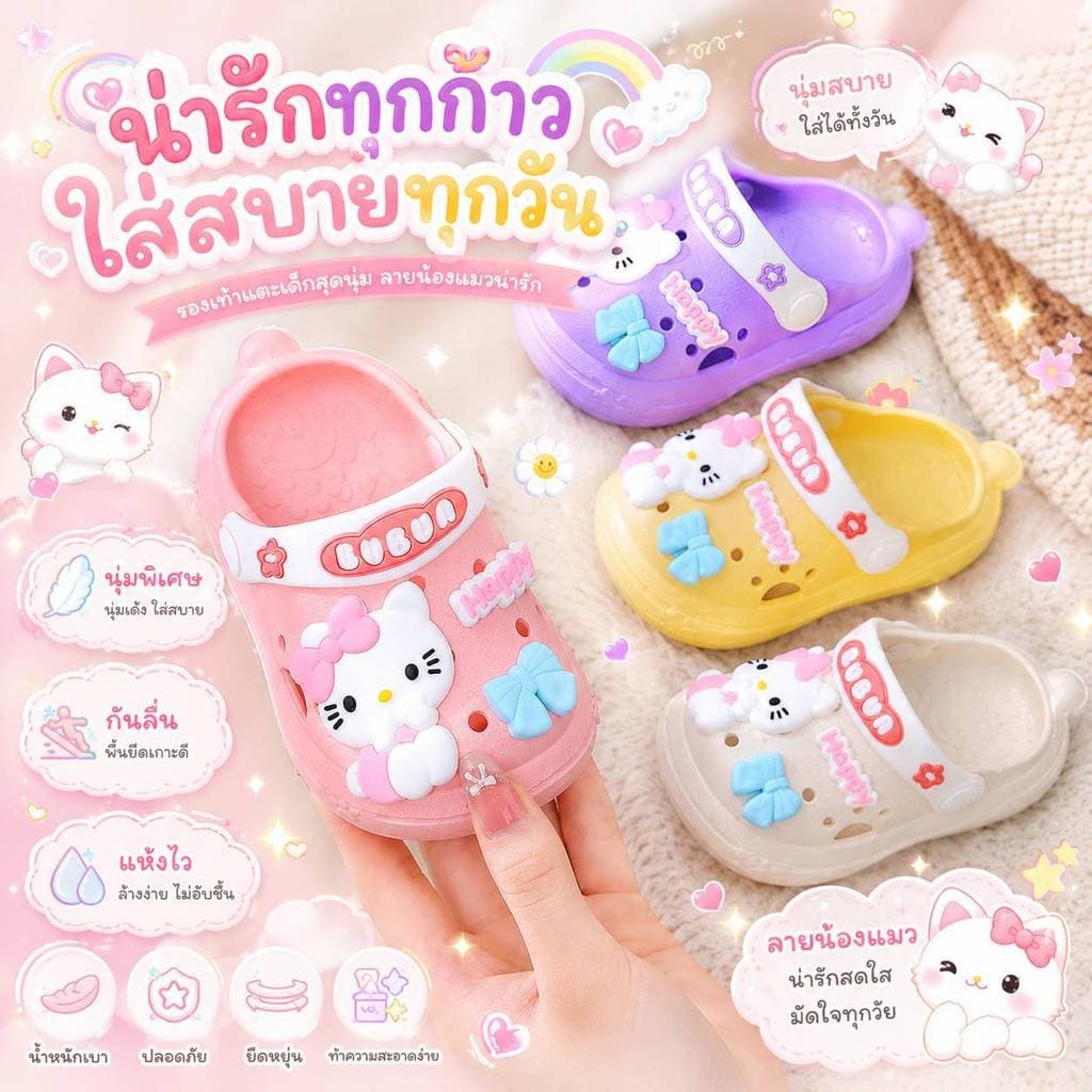 NEW รองเท้าแตะรัดส้น รองเท้าเด็กลายการ์ตูน น่ารักๆ น้ําหนักเบา นุ่ม ใสสบาย🪻