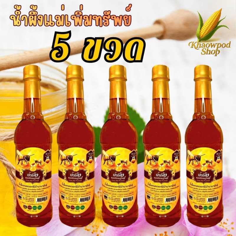 (1-5ขวด) น้ําผึ้งแม่เพิ่มทรัพย์ น้ําผึ้ง ดอกไม้ป่านานาพันธุ์จากธรรมชาติ ขนาด 1000 กรัม รูปที่ 1