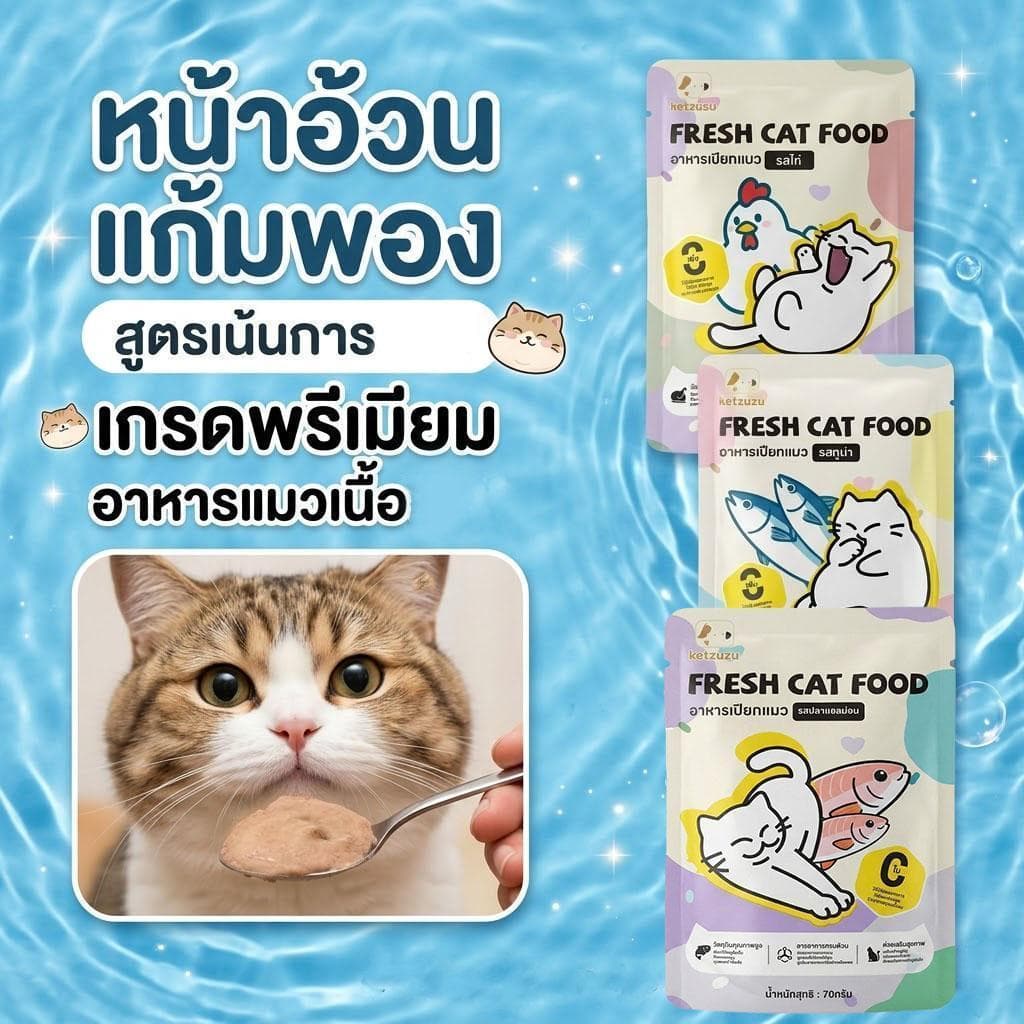 70G*12แพ็ค อาหารเปียกแมว เนื้อสัตว์แท้ โปรตีนสูง อาหารเปียกแมวครบคุณค่า กินได้ทั้งแมวโตและลูกแมว