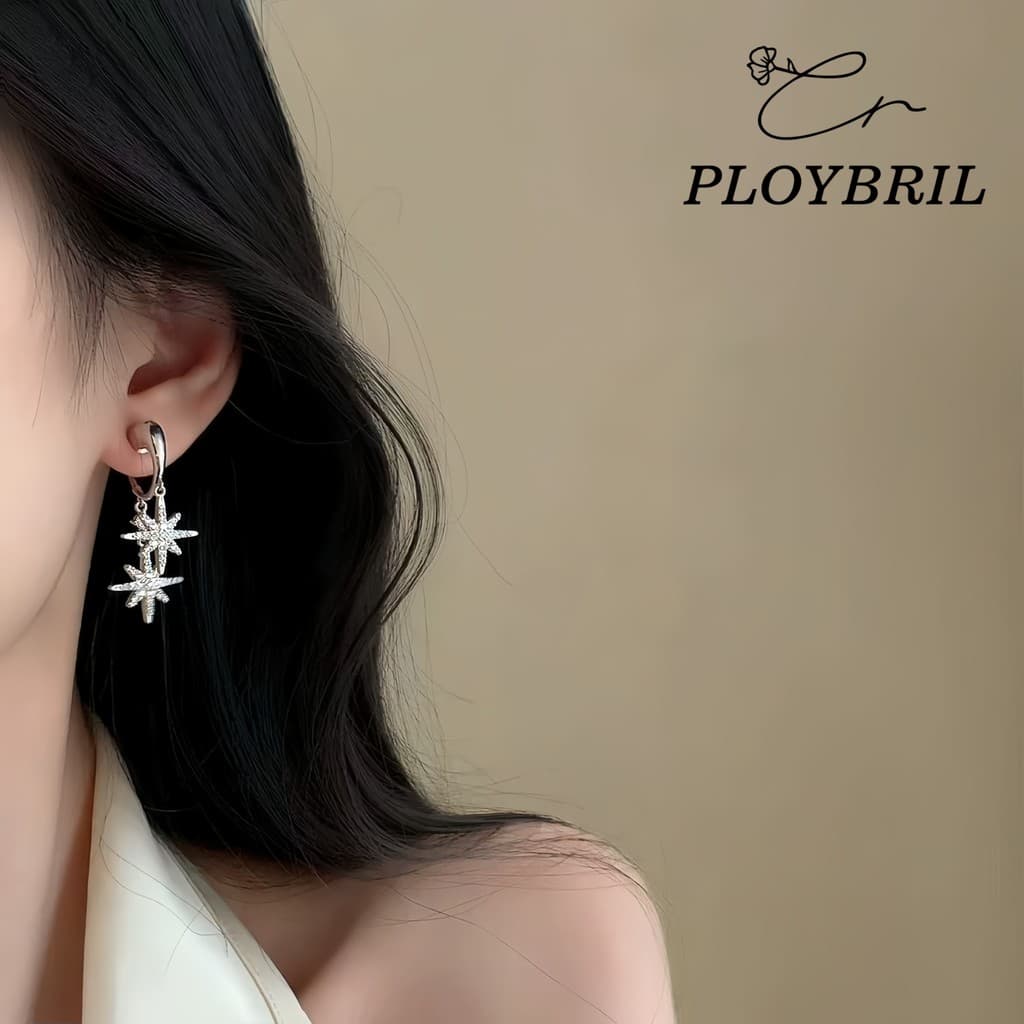 PLOYBRIL❤️ต่างหูสตั๊ดรูปดาวเพทายแวววาวหรูหราสไตล์เกาหลีแฟชั่นระดับไฮเอนด์เครื่องประดับสําหรับผู้หญิง E025
