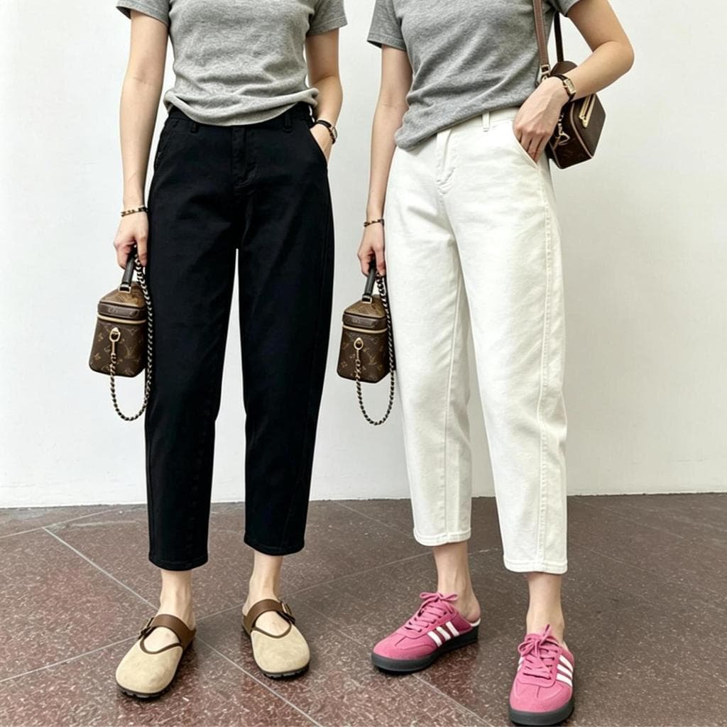 GHAOHES กางเกงยีนส์ไซส์ใหญ่ ยืดหยุ่น 2 สีคลาสสิก สวมสบาย ใส่ได้ทุกสถานการณ์ S-5XL #V106-V107