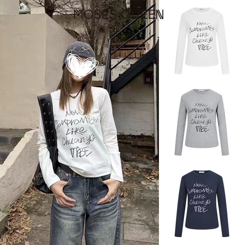 MOSESQUEEN เสื้อมอสส์ ราชินี แขนยาว สวมใส่สบาย หลายสีพื้นฐาน เสื้อคลุมอเนกประสงค์สําหรับออกจากบ้านทุกวัน…