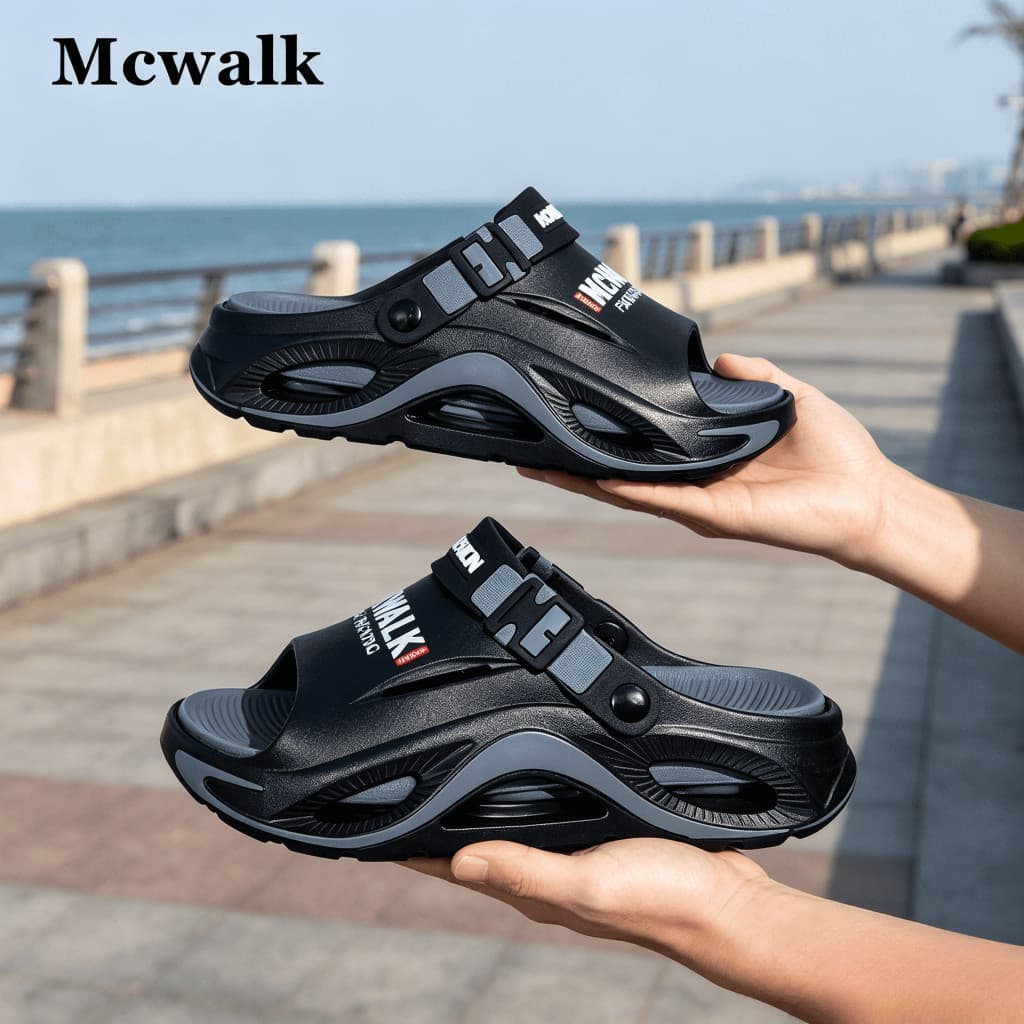MCWALK วัสดุ EVA Antibiotic Anti-Slip Flat Shoes Unisex Foot Support ทนต่อการสึกหรอทนทาน Commuter Travel…
