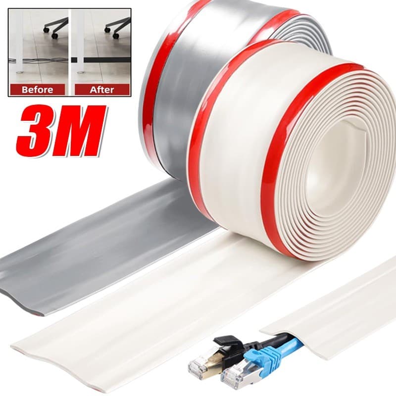 ฝาครอบสายไฟ PVC แบบมีกาวในตัว 1M/3M - ตัวป้องกันสายเคเบิลฉนวนที่ทนต่อการสึกหรอและการจัดการสายไฟ -…