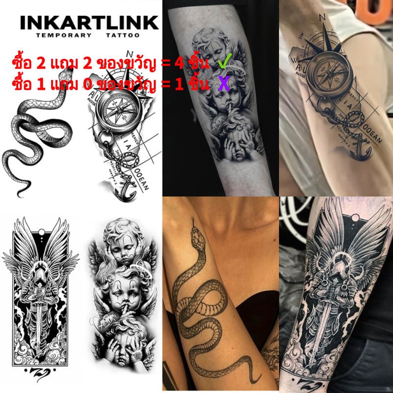 สติ๊กเกอร์รอยสักชั่วคราว Inkartlink Angelic Faith และ.Power กันน้ํา ติดทนนานถึง 15 วัน
