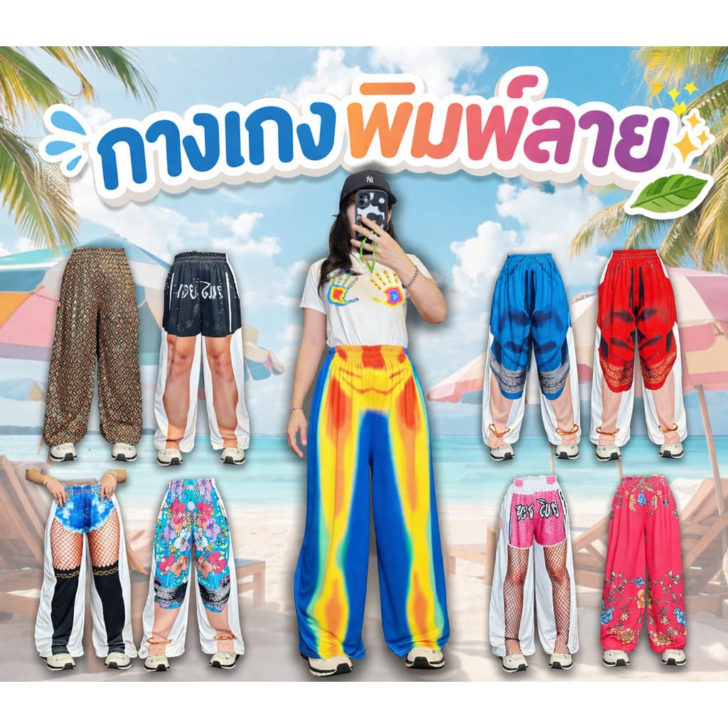 TMS กางเกง ขายาว ผ้ายืด พิมพ์ลาย โจงกระเบน มวยไทย ไซส์ใหญ่ พิเศษ พลัสไซส์ ผู้หญิง ผู้ชาย [ส่งจากไทย]…