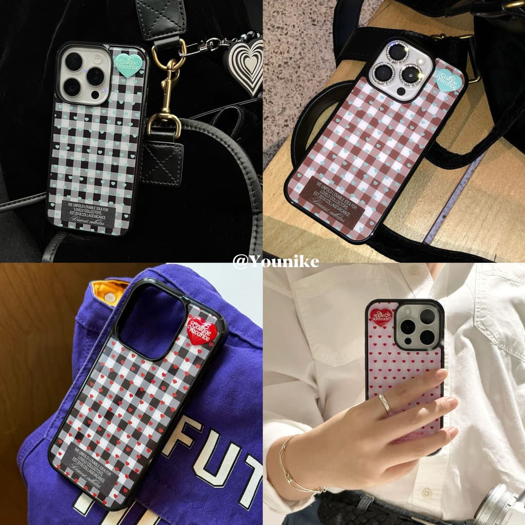 Retro Love ลายสก๊อตเคสโทรศัพท์ Drop-Resistant สําหรับ iPhone 18 Pro Max 18 Pro 16 Promax 15 Promax 11 12 13…