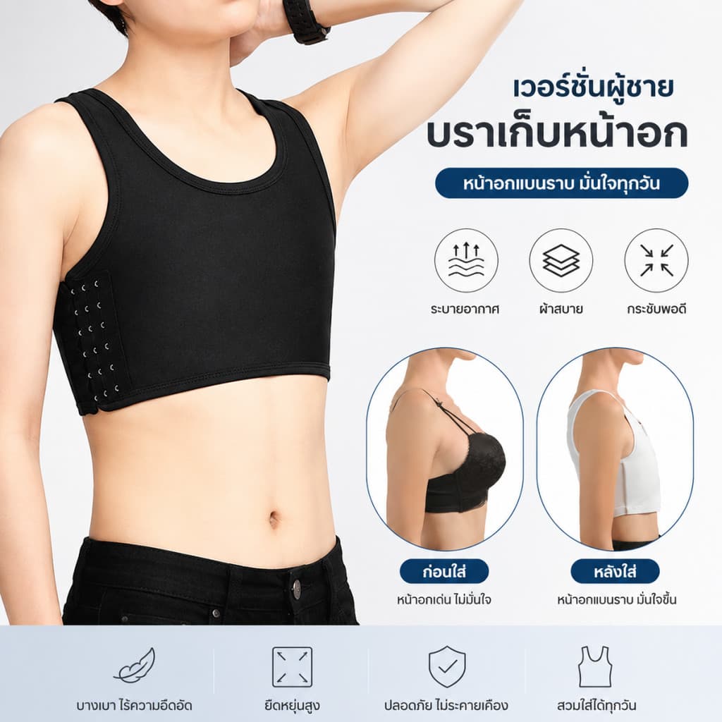 เสื้อรัดหน้าอกแบบปรับได้ ระบายอากาศได้ดี สําหรับผู้ชายและผู้หญิงข้ามเพศที่มีหน้าอกใหญ่