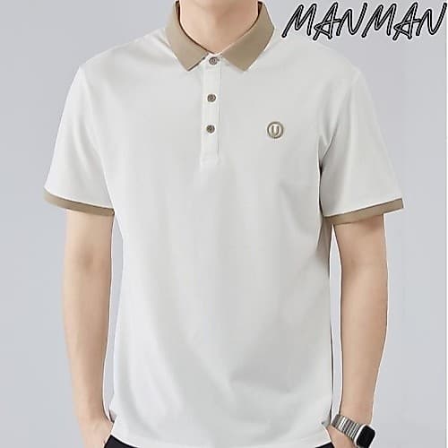 MANMAN ชายเสื้อคอปกแขนสั้นธุรกิจลําลองหลายสีให้เลือก