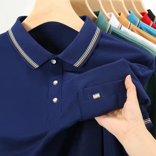 BeCOOlMan🍃ผู้ชายแขนสั้น วัยกลางคน เสื้อโปโล ลําลอง ปกหลวม ด้านบน สีทึบ ทุกการแข่งขัน…