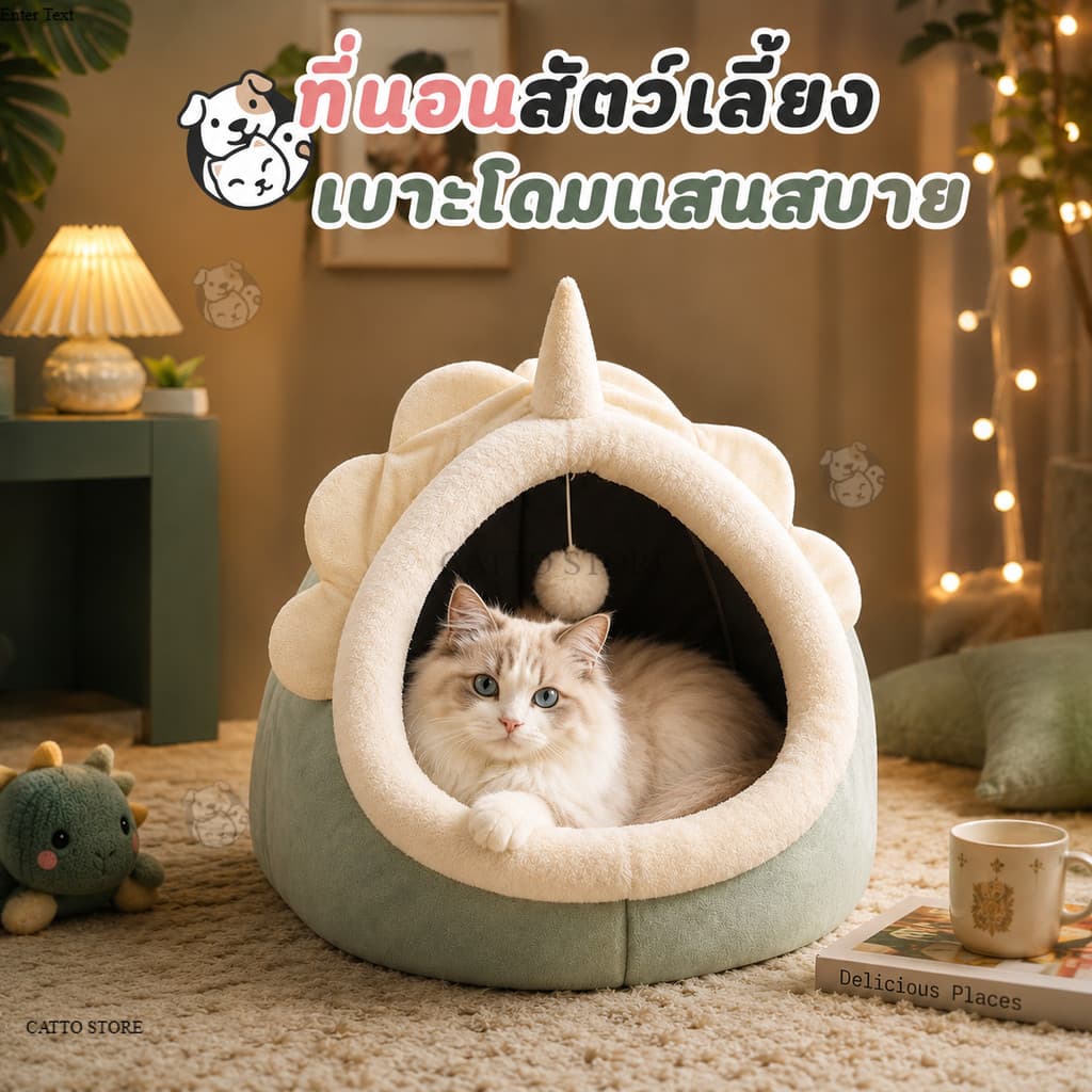 ที่นอนสัตว์เลี้ยง ที่นอนแมว เตียงแมว เบาะโดมที่นอนแมวแบบกึ่งปิด นุ่มสบาย ด้านล่างมีกันลื่น ราคาถูก พร้อมส่ง…