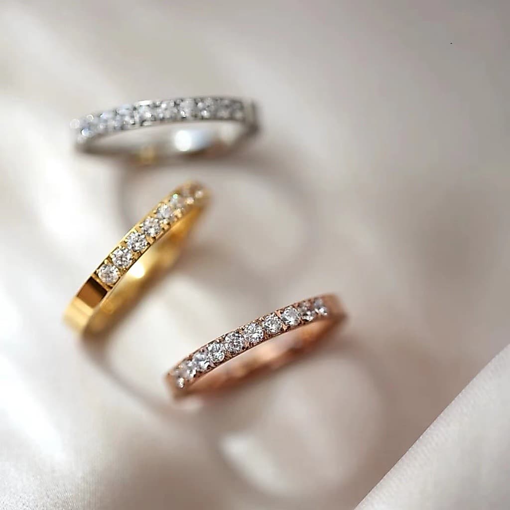แหวนเพชร สเตนเลส 18K สีโรสโกลด์ สไตล์เกาหลี ญี่ปุ่น เรียบง่าย ไม่จางหาย