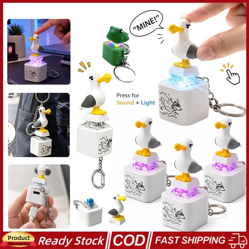 ตลก Croaking Seagull Fidget ของเล่นพวงกุญแจชาร์จคีย์บอร์ด Clicker เสียงพวงกุญแจ LED Light…