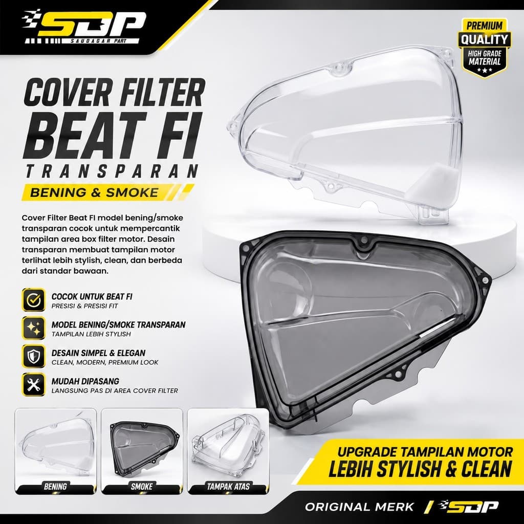 BEAT F1 - ฝาครอบกล่องกรองอากาศใสควันโปร่งใสสําหรับ Beat FI Scoopy FI ESP Vario 110
