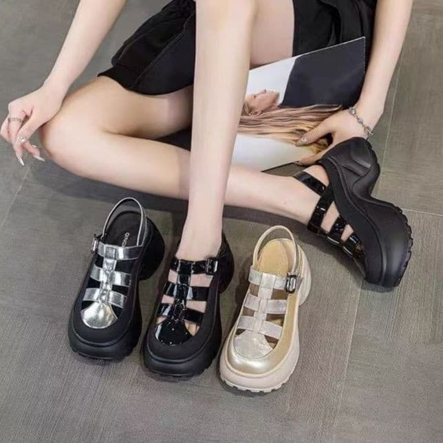 One for all พร้อมส่งจากไทย TX729 รองเท้าเเตะส้นหนาผู้หญิงเปิดส้น มีสายรัดข้อเท้า หนา8CM กันลื่น ใส่สบาย…
