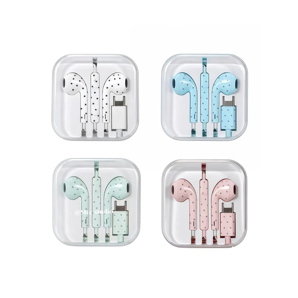 Y2K Trend Star Pattern Wired Earbuds อุปกรณ์เสริมโทรศัพท์น่ารัก In ear อินเทอร์เฟซ Type-C…