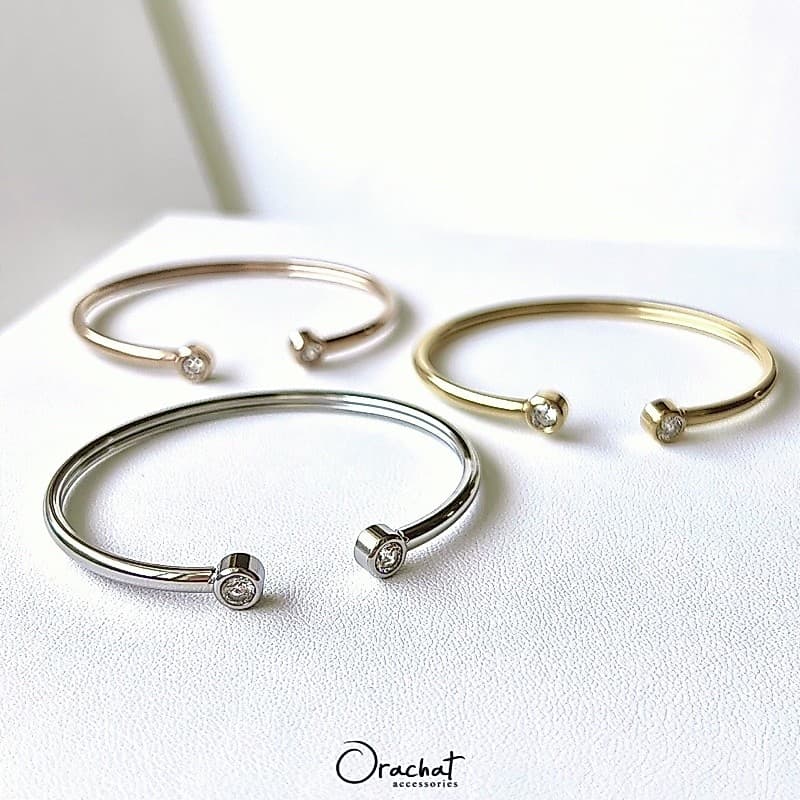 Orachat | Amber 14k bangle. (กําไลตัวเรือนสแตนเลส)