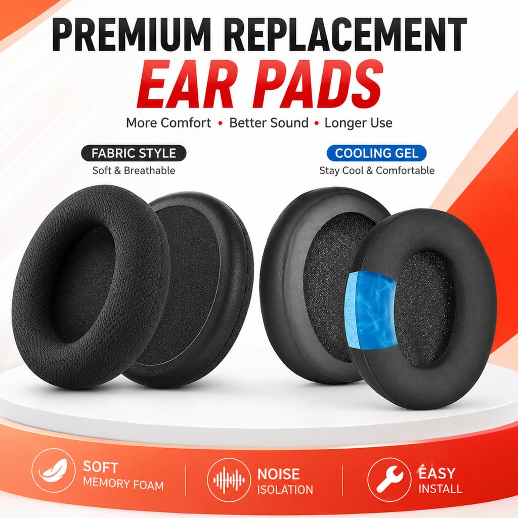 แผ่นรองหูฟัง 1 คู่สําหรับ HyperX Cloud I II III 1 2 3 Cloud / Flight S / Alpha แผ่นรองหูฟังแผ่นรองหูฟัง…