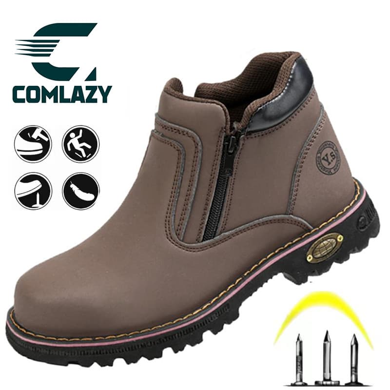 รองเท้าเซฟตี้ พื้นเคฟลาร์ กันลื่นทนทาน safety shoes สําหรับงานก่อสร้าง รองเท้าsafety รองเท้าทํางาน…