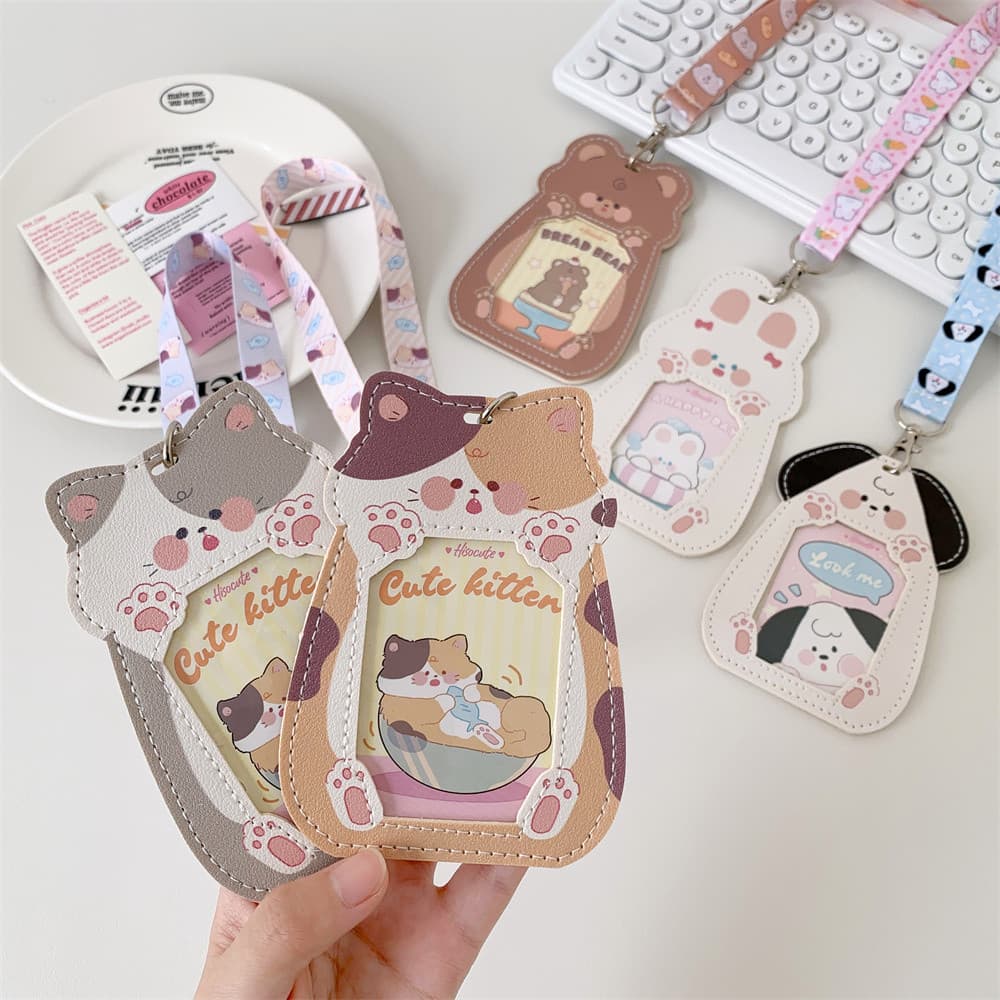 ที่ใส่บัตรใสรูปแมวน่ารัก แบบแขวนคอ บัตรใส่การ์ดพนักงาน Card Holder ขนาด 3 นิ้ว พร้อมส่งจากไทย