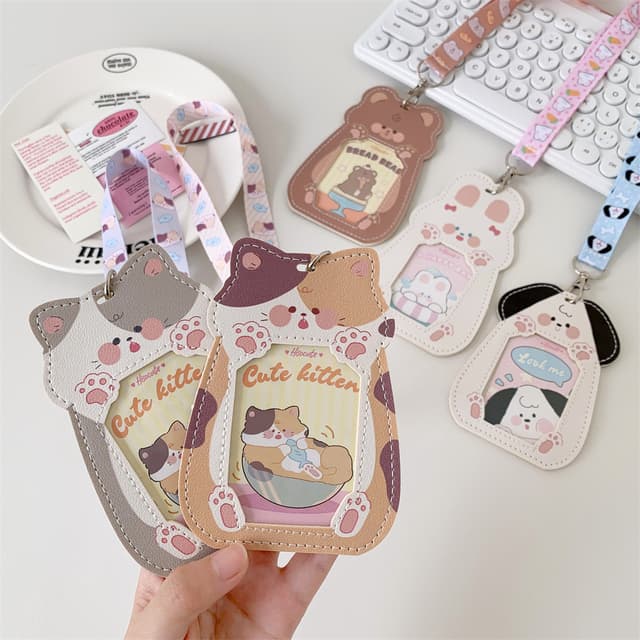 ที่ใส่บัตรใสรูปแมวน่ารัก แบบแขวนคอ บัตรใส่การ์ดพนักงาน Card Holder ขนาด 3 นิ้ว พร้อมส่งจากไทย