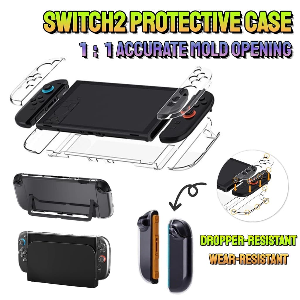 เคสใส Switch 2 - ถอดออกได้และแท่นวางได้ | ถอดง่าย กันรอย & กันกระแทก | เข้ากันได้กับสวิตช์ 1/OLED |…