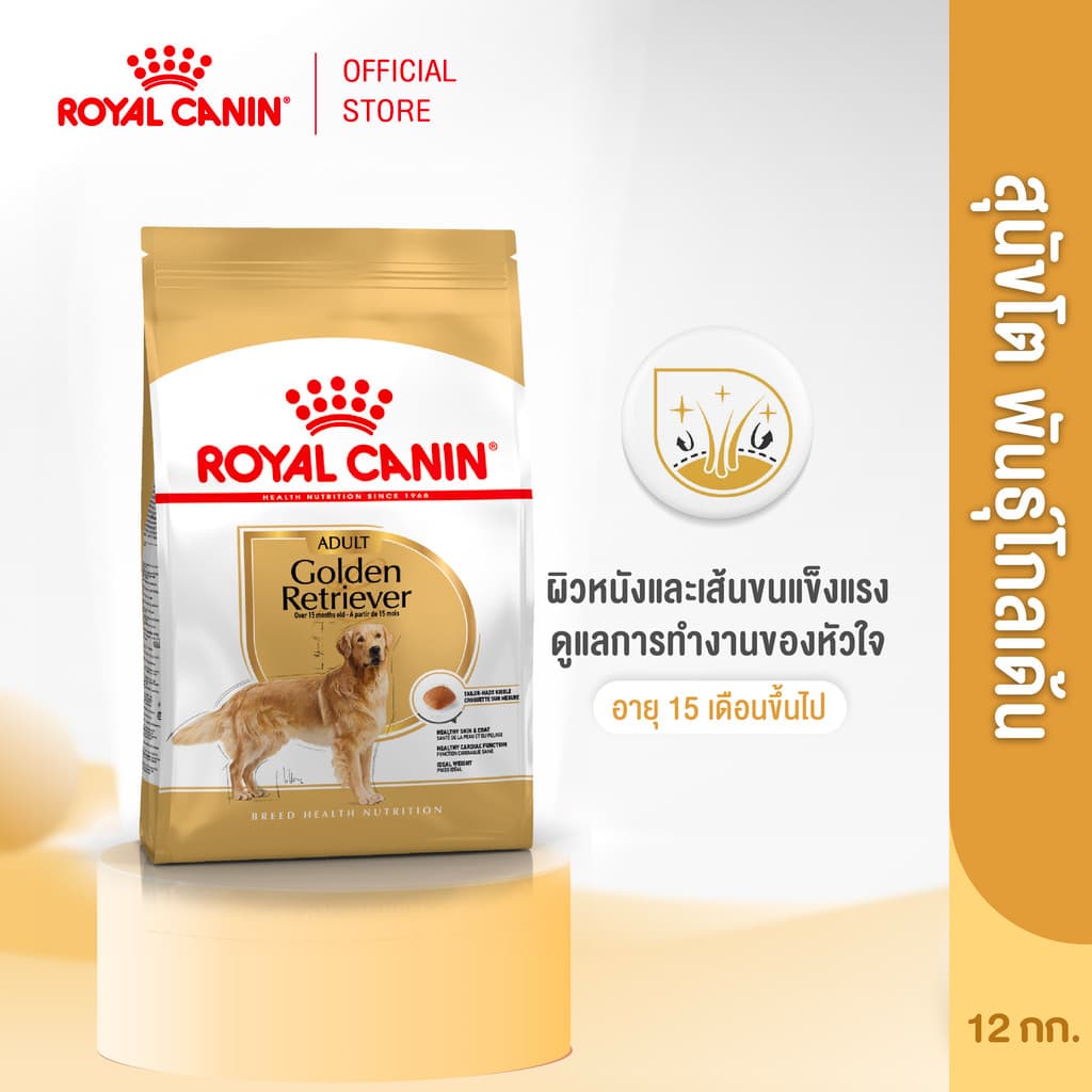 Royal Canin Golden Retriever Adult 12kg อาหารเม็ดสุนัขโต พันธุ์โกลเด้นรีทรีฟเวอร์ อายุ15เดือนขึ้นไป Dog…