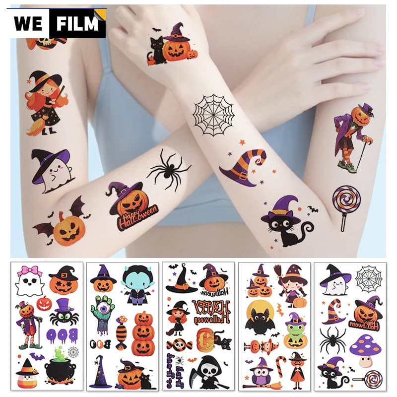 สติกเกอร์แทททู แทททูฮาโลวีน กันน้ํา tattoo halloween ปาร์ตี้ แทททูเด็ก ลายไม่ซ้ํา รอยสักชั่วคราว DIY…
