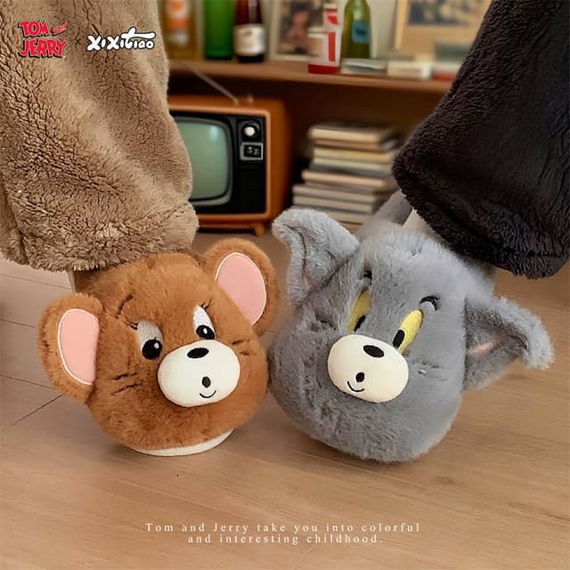 XIXITIAO รองเท้าแตะผ้าฝ้าย Plush Warm น่ารักผู้ชายผู้หญิงฤดูหนาวคู่สบายในร่ม