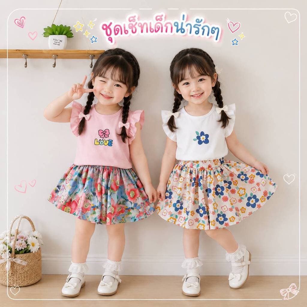 🍒ชุดเที่ยว เด็กผู้หญิง เสื้อแฟชั่น ลายน่ารัก สไตล์หวาน เนื้อผ้าใส่สบาย🍒พร้อมส่ง