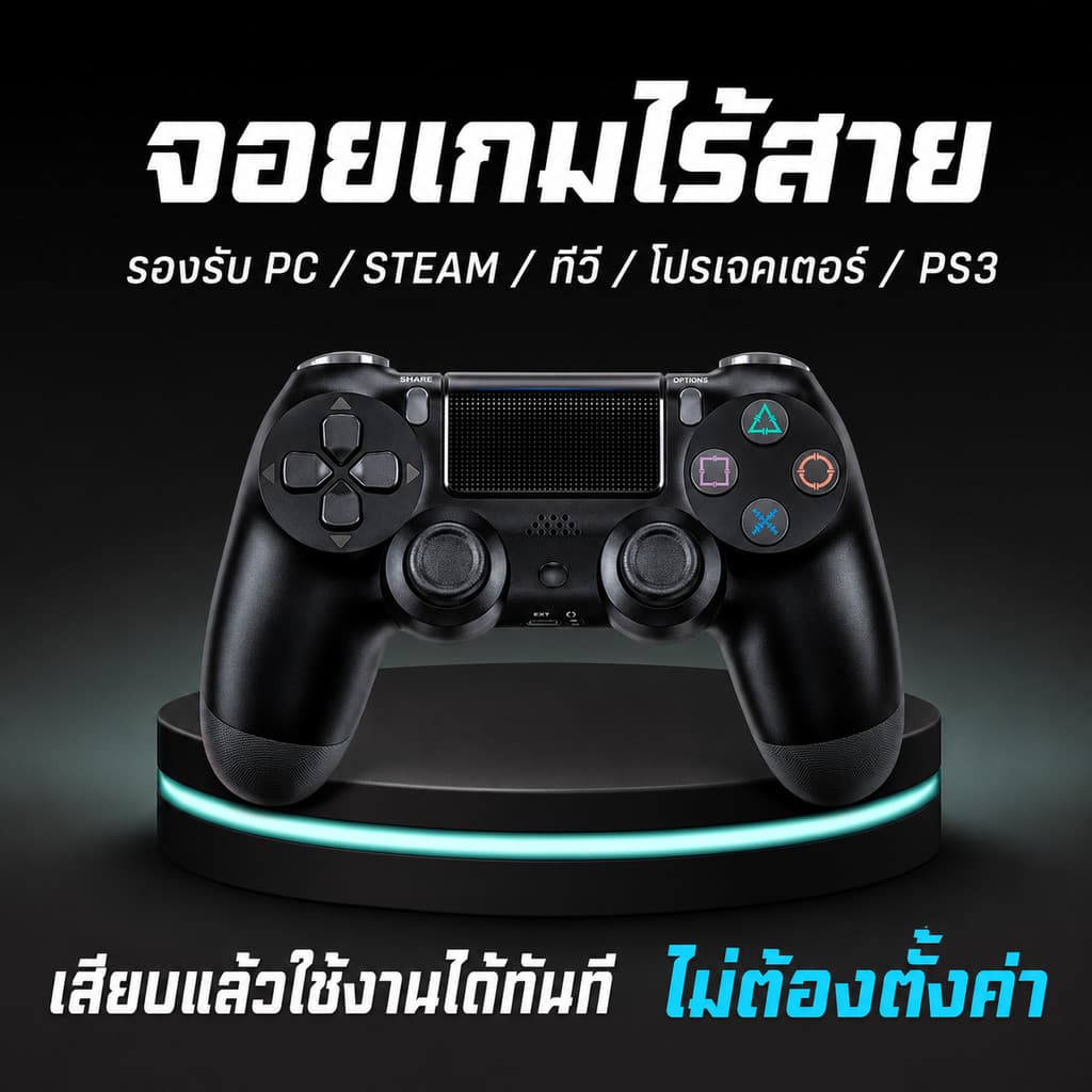 จอยเกมไร้สาย Bluetooth Gamepad ระบบสั่น Dual Vibration รองรับ Android iOS PC PS4 PS5 ควบคุมแม่นยํา…