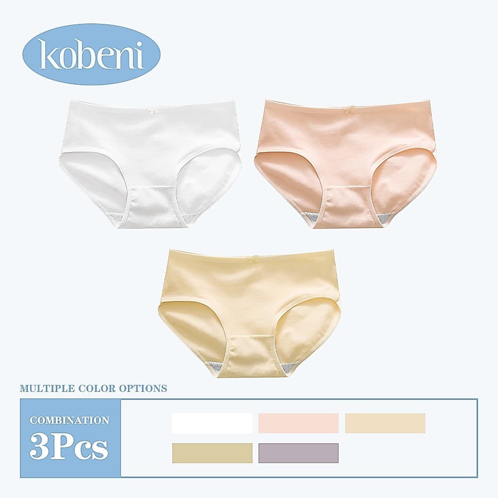 KOBENI 【แพ็ค 3ตัว】กางเกงในผู้หญิง กางเกงในไร้ขอบ ผ้านิ่ม ใส่สบาย ผ้า Cotton กางเกงในยืดเปล่า ขนาด M-XL