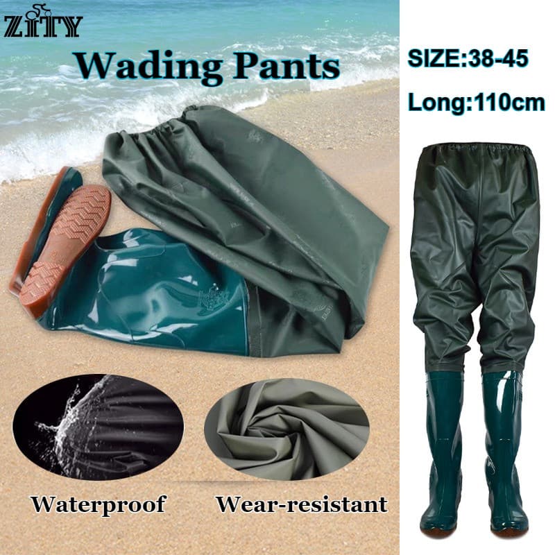 ZITY รองเท้าฝนกันน้ําที่ดินเกษตรสนามใต้น้ํากางเกง Wading ยางพีวีซีรองเท้าสูงท่อขนาด 38-45 รูปที่ 1