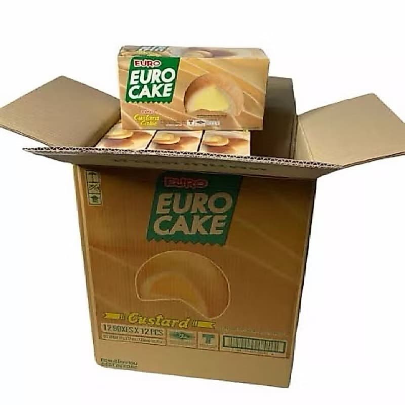(ยกลัง) Euro Cake ยูโร่คัสตาร์ดเค้ก บรรจุ 12 กล่อง 144 ชิ้น ยูโร่ ยูโรเค้ก ของกินเล่น ขนมยัดไส้