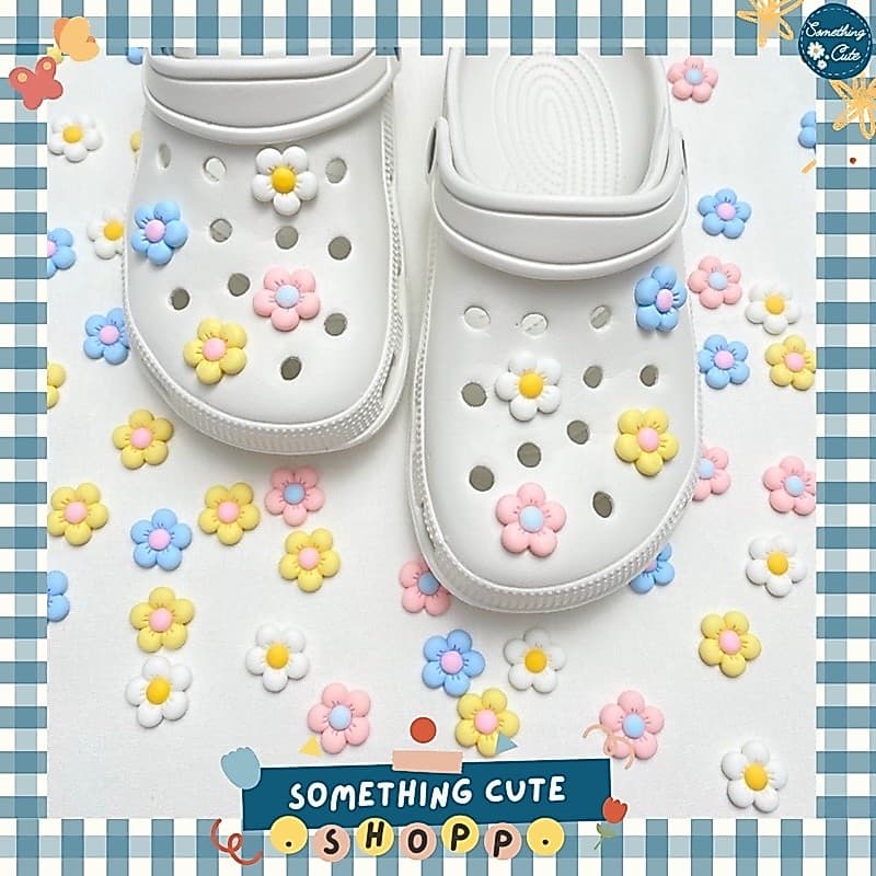 🌸🌼 Ver.1 ตัวติดรองเท้าลายดอกไม้ (1ชิ้น) somethingcute