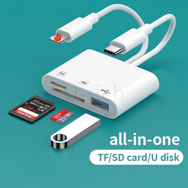 อะแดปเตอร์การ์ดรีดเดอร์ SD TF 3In2 สําหรับเครื่องอ่านการ์ด iP 12 13 SD TF i-O-S 13 /Type-c เครื่องอ่านการ์ด…