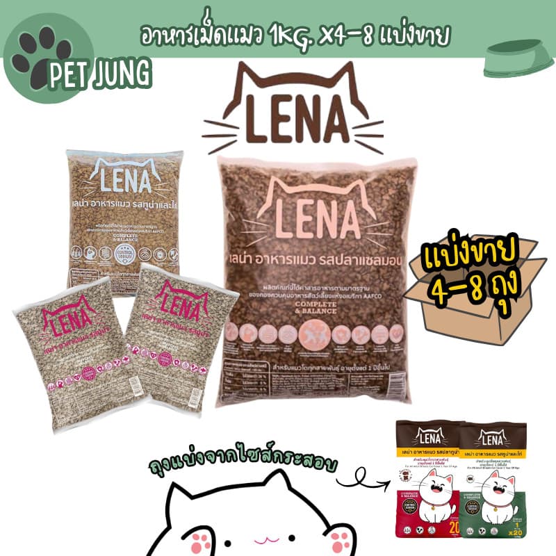 LENA อาหารแมวแบบเม็ด ควบคุมความเค็ม ไม่เติมเกลือ ขนาด 1kg