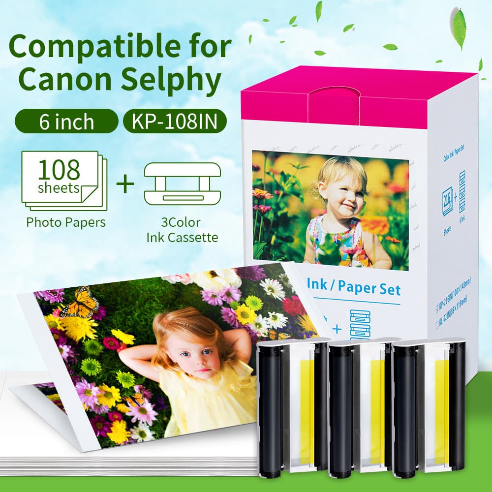 Ink Cassette Photo Paper Set เข้ากันได้กับเครื่องพิมพ์ภาพ Canon Selphy CP910 KP-36IN รูปที่ 1