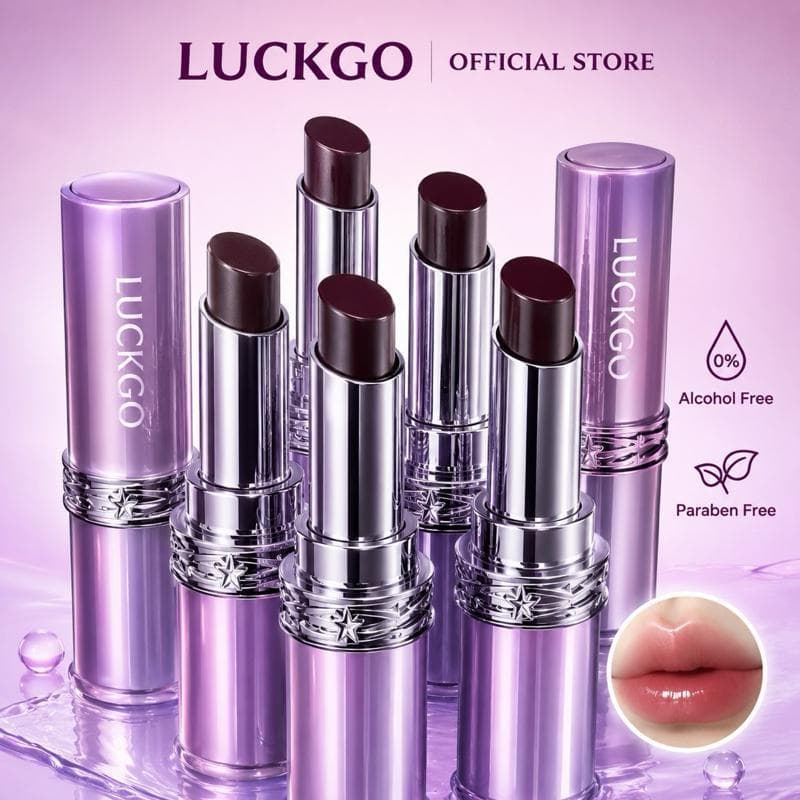 LUCKGO ลิปสติกเนื้อฉ่ําวาว บางเบา ชุ่มชื้น สีสวยชัด ติดทนนาน ให้ริมฝีปากดูอวบอิ่ม มีให้เลือก 5 สี