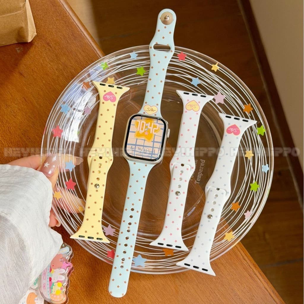 สายซิลิโคนละเอียดเหมาะสําหรับ iWatch 49/46/45/44/42/41/40/38 มม.สายดีไซน์หัวใจลายจุดเหมาะสําหรับ iWatch…