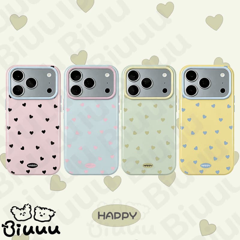 เปลือกโทรศัพท์รูปหัวใจสีดําและสีชมพู เคสไอโฟน18 IPhone 17 18 16 15 13 12 11 14 Pro Max Air 18 17 16 15 14 12…